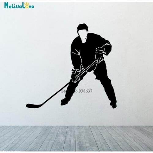 Ice Hockey Player Wall Stickers Sport Boy Room Mural Decor Wall Art Vinyl Decal Sticker Home Design Wallpaper Mural CL312