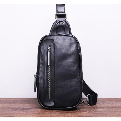 New Fashion Leather Mens Chest Bag Fashion Outdoor Sports Bag Full-Grain Leather Full-Grain Casual Messenger Bag