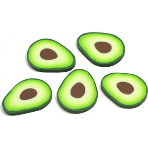 Newest Kawaii Avocado Fruit Polymer Clay Slice For Fluffy Toys Anti-Stress Cloud