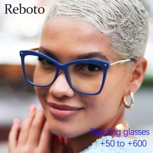 Vintage Reading Glasses For Women anti blue light 2021 Trendy Blue Clear Lens Prescription Glasses Frame Hyperopia Eyeglasses