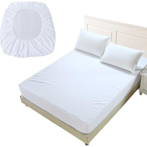 Pure Color Bed Mattress Cover Waterproof Terry Cloth Mattress Protector Pad Fitted Sheet Separated Water Bed Linens With Elastic