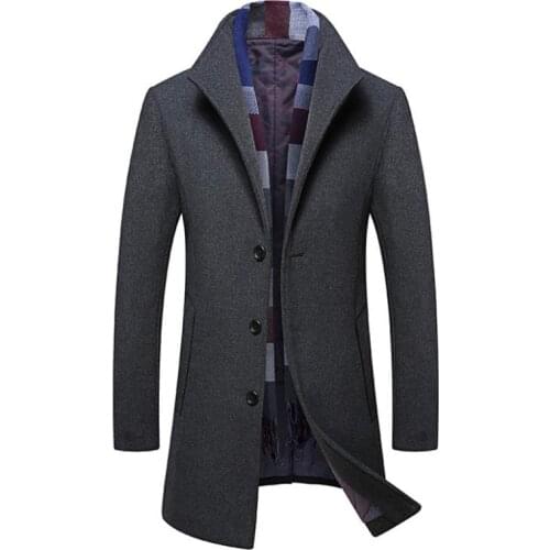 Autumn and winter new mens wool coat business casual warm fashion slim windbreaker jacket M-3XL