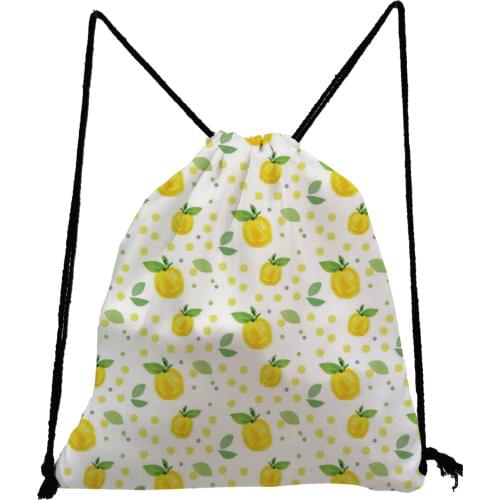 Refreshing Fruit Print Softback Bag Preppy School Bags Fashion Drawstring Bag Portable Teenage Boy Girl Bookbag Unisex Shoes Bag