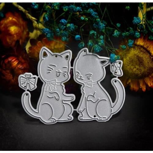 Couple Cat Metal Cutting Dies DIY Embossing Stencil Scrapbooking Album Card Paper Craft