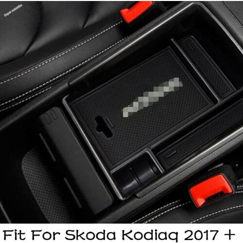 Lapetus Back Accessories Interior Armrest Box Secondary Storage Pallet Tray Container Box Plastic For Skoda Kodiaq 2017 - 2021