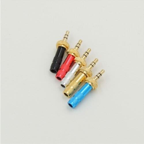 Gold Plated 3.5mm 3 pole Stereo Male Screw Lock Repair Headphone Jack Plug Metal Audio Soldering Adapter