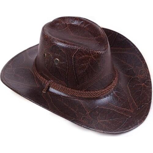 Summer American style big western cowboy hat Leather straw knight hat outdoor hat visor male female breathable hat Unisex