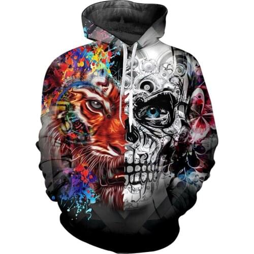 UJWI New Sale 3D Art Skull Hoodies Men Women New Fashion Autumn Winter Sportswear Tracksuit Brand Hooded Sweatshirt jacket 6XL