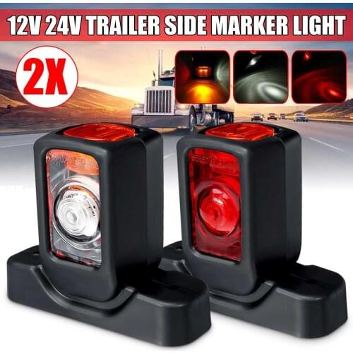 New 12/24V Truck LED Side Marker Light Triple Amber White Red Indicator Lamps For Trailer Lorry RV Bus