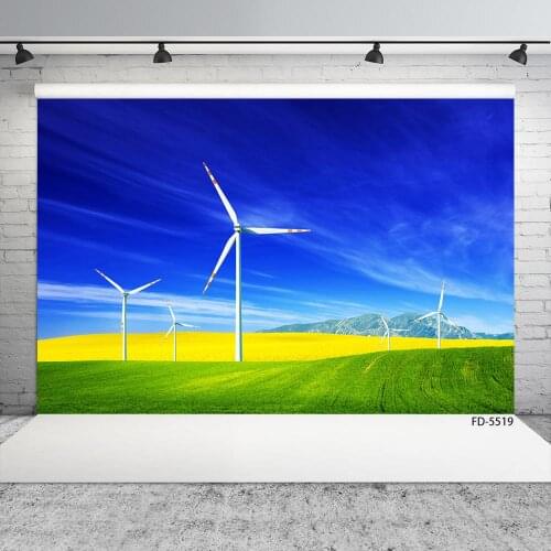 Wind Power Generation Prairie Mountain Photography Background Custom Backdrop for Baby Children Portrait Photocall Fond Photo