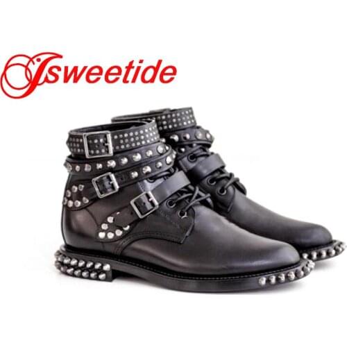Short Motorcycle boots new arrive ankle boots heel Rivets fashion Rock roll style leisure women ankle designer brand Rivet Boot