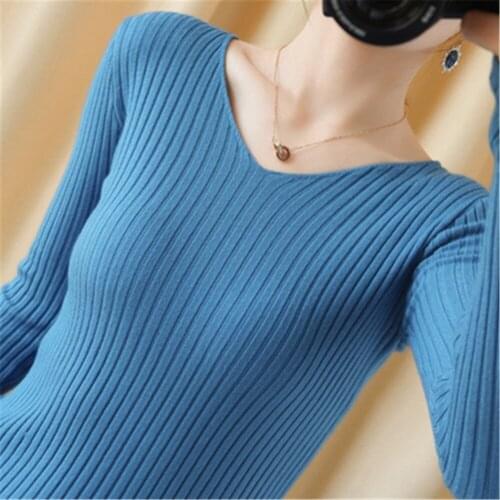 Autumn fashion long sleeve short slim elegant female striped sexy v-neck sweaters for women winter warm pullover sweaters ZY5134