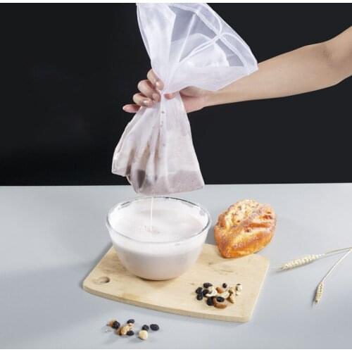 203X305mm Food Grade Nut Milk Reusable Wine Cotton Filter Coffee Berry Juice Filter Bag Mesh
