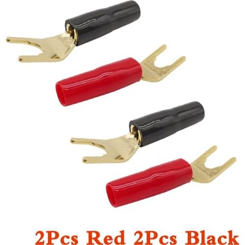 4Pcs Gold-plated Copper Banana Plugs Y/U Type Banana Plug Connector Speaker Wire Connector With Plastic Handle Case Banana Plugs