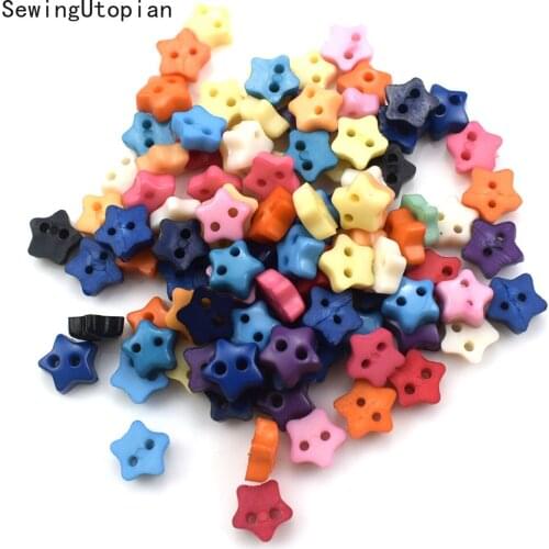 500PCS 6mm 2 Hole Star Resin Tiny Buttons for Clothing Sewing Decorative Button Scrapbooking Garment DIY Apparel Accessories