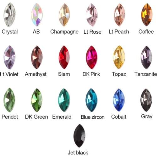 5X10mm Horse eye Pointback Glass Crystal Mix color Rhinestones For DIY 3D Nail art accessories