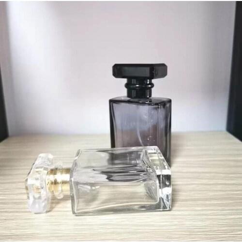 Perfume atomizer vintage Square glass perfume bottle screw top 50ml rotating perfume spray bottle transparent black glass bottle