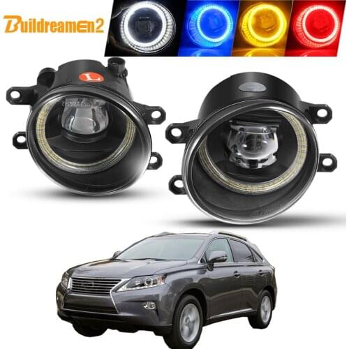 2 X Car Left + Right Angel Eye Fog Light Assembly For Lexus RX350 RX450h 2010-2013 LED Lens Fog Daytime Running Lamp DRL H11 12V