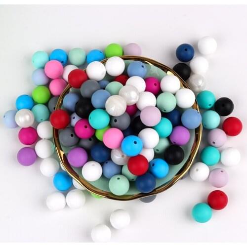 TYRY.HU 500pc Round Silicone Beads Food Grade Nursing Baby Chewable Teething Beads For Baby Jewelry Making Necklace DIY