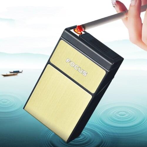 Cigarette Case Box Automatic USB Lighter Waterproof 20 Pcs Cigarette Capacity Can Mount Lighter Metal For Men Smoking