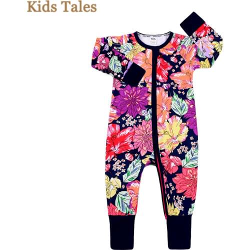 Cotton Baby Rompers Newborn Long Sleeve Clothes romper Infant Jumpsuit Baby flower zipper Sleepsuit Clothing Pajamas Birth Fall