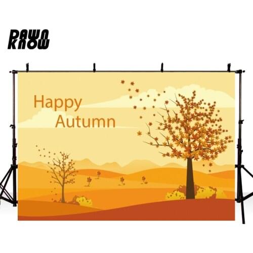DAWNKNOW Customize Cartoon Autumn Tree Photography Background Backdrop Wallpaper Wedding Party Decorate Photocall Photo Studio