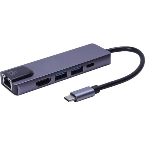 5 in 1 USB Type C Hub Hdmi 4K USB C Hub to Gigabit Ethernet Rj45 Lan Adapter for Pro Thunderbolt 3 USB-C Charger Port