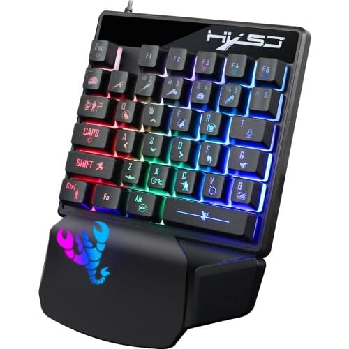 HXSJ Gaming Keyboard V400 One-handed Mechanical Touch Keyboard 35 Keys RGB Backlit USB Wired Keyboard for PC Phone