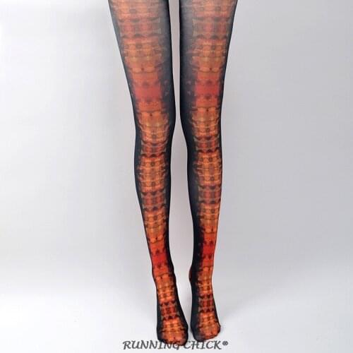 Gradient Color Printed Pantyhose Spring And Autumn Tattoo Bottoming
