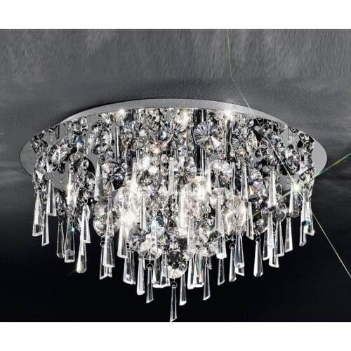 Round LED crystal ceiling lamp living room bedroom restaurant postmodern minimalist atmosphere home light luxury European style