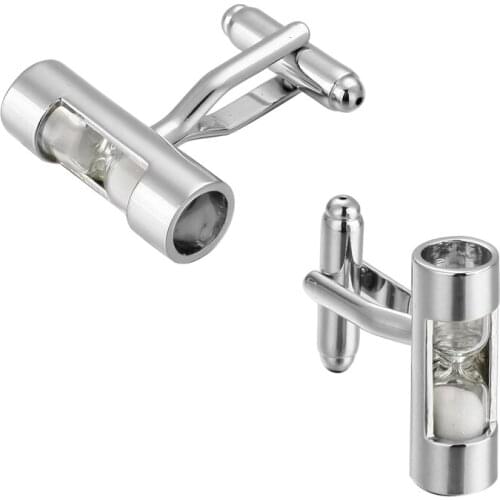 Mens fashion jewelry high-quality copper silvery enamel material cylindrical time hourglass French men shirt cuff Cufflinks