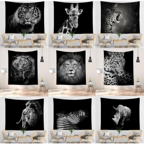 Zebra Tapestry Cat Giraffe Lion Hippie Boho Wall Tapestries Dogs Leopard Mandala Fabric Mat Living Room Decor