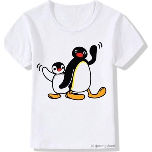 2021 New Product Hot Sale Children T Shirt Cartoon Penguin Nut Boy T-shirt Summer Tops Boys Girls Harajuku White T Shirts