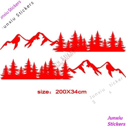 New Hot Sell 1 Pair 200cm X 34cm for SUV RV Motorhome Camper Off Road Tree Mountain Forest Interesting Car Stickers Decals