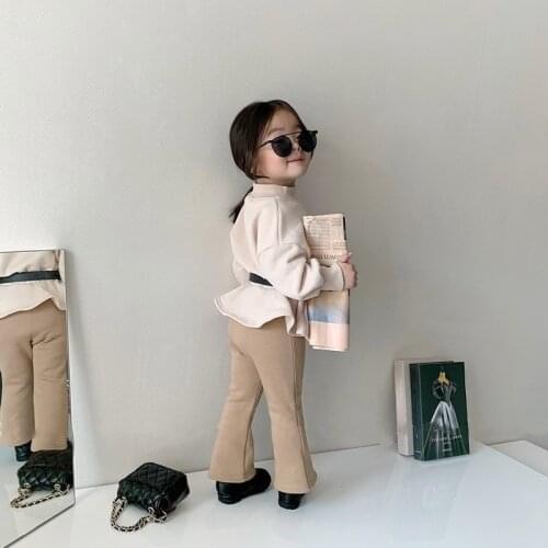 2020 Autumn Winter New Arrival Girls Fashion Flare Pants Kids Warm Fleece Pants