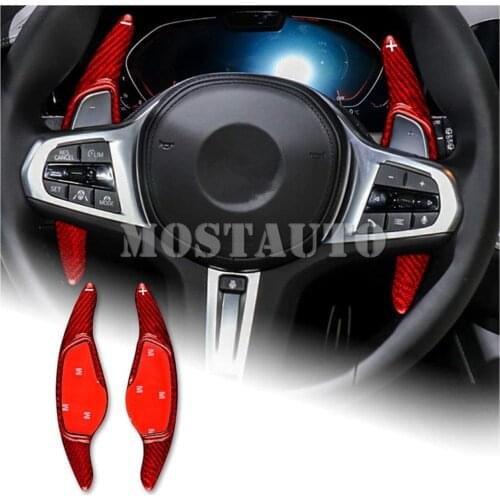 For BMW X3 X4 X5 X6 X7 G01 G02 G05 G06 G07 Real Carbon Fiber Paddle Paddle Shift Steering Wheel Shifter Extension Black/Red