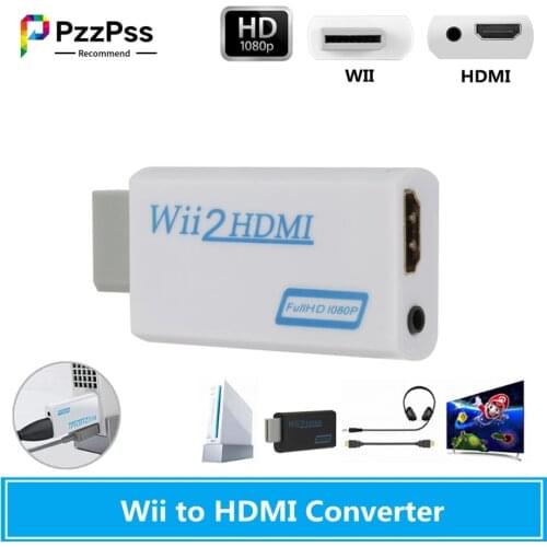 PzzPss Full HD 1080P Wii to HDMI Converter Adapter Wii2HDMI-compatible Converter 3.5mm Audio for PC HDTV Monitor Display