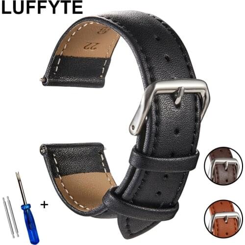 Genuine Leather Watchbands 18mm 20mm 22mm 24mm Watch Bracelets for Samsung Galaxy Watch Active2 Gear S3 Huawei Watch Gt Strap