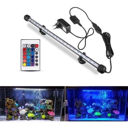 RGB LED Bar Light Waterproof Fish Tank Light 19-49CM Underwater Aquarium Lamp Aquariums Decoration Lighting 220V EU Power