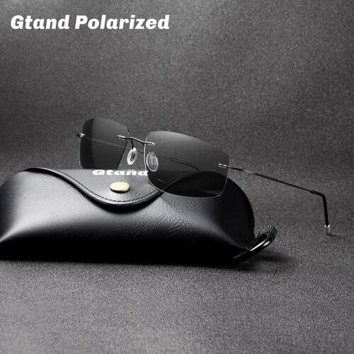 Gtand Ultralight Titanium Rimess Style Polarized Photochromic Discolor Sunglasses For Men Driving Fishing Sun Glasses Shade