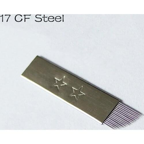 Steel Microblading Needles Blade 17 Pin Permanent Makeup Manual Eyebrow Tattoo Flex prong Sloped Blade 17CF