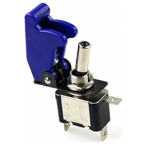 Auto Car Boat Truck Illuminated Led Toggle Switch With Safety Aircraft Flip Up Cover Guard Blue 12V20A SS