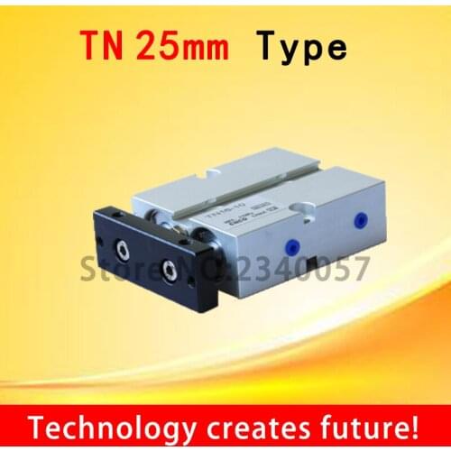 TN 25mm Bore Air Cylinder 10/20/30/40/50/60/75/100/125mm Stroke Double Rod Double Action Pneumatic Cylinder
