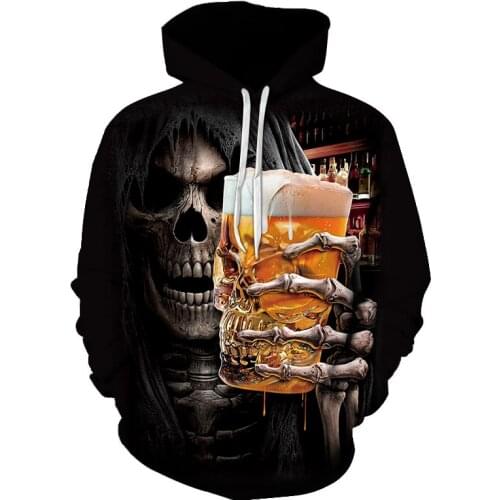 Fashion 3D Skull Graphic Mens Hoodies Horror Print Sweatshirt Hoodie Autumn and Spring Male Hooded Pullover Men Sportswear 4XL
