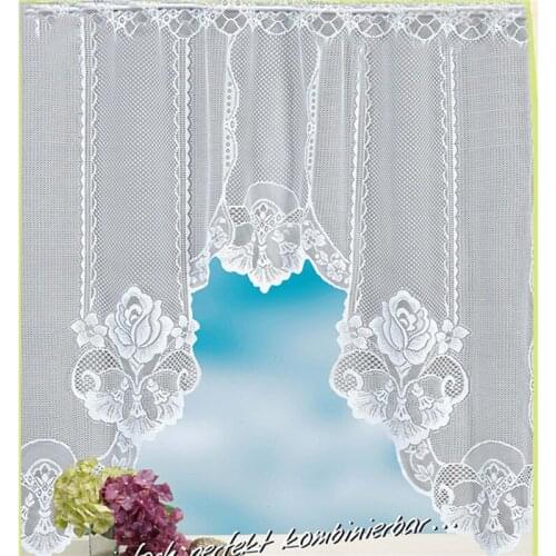 High Quanlity Half Shading Elegant Vintage Style Lace Coffee Curtain Kitchen Curtain Vintage Style Window Scarf Charming 120x105