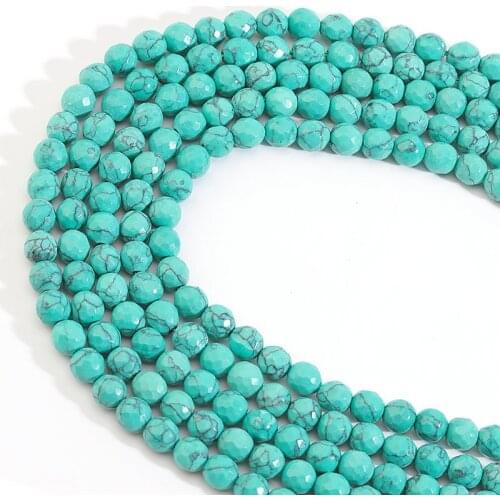 Xinyao Natural Stone Green Turquoises Round Loose Beads 15" Strand 6 8 MM Pick Size For Jewelry Making