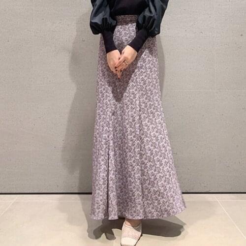 Temperament Chic Print High Waist Woman Skirt 2021 Spring Summer Elegant Trumpet Skirts Fashion Vintage New Simple Loose Jupe