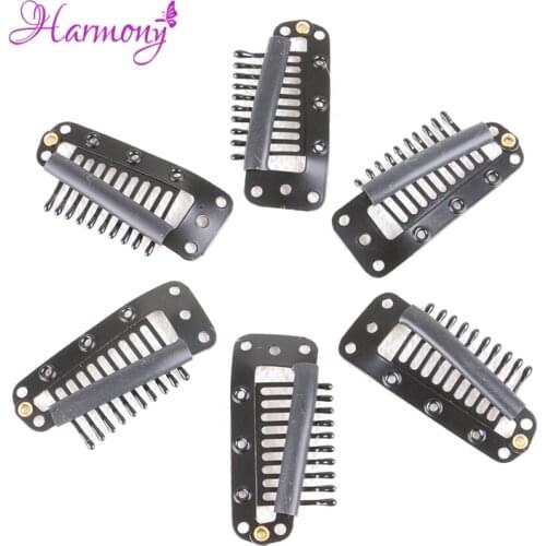 50Pcs Wig Clips 38mm Snap Clips for Hair Extension I Shape Hair Clips Tools 10 Teeth Hair Extension Clips in 6 Color Option
