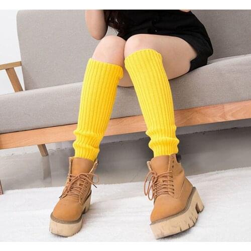 Lady Women Solid Candy Color Knit Winter Leg Warmers Loose Style Boot Knee High Boot Stockings Leggings Gift Warm Boots Leg