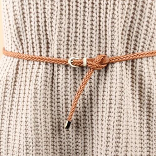 Women PU Belt Wasit Belt Unique Twist Pattern Candy Colors Fashion Hemp Rope Braid Belt Female Dress Decoration Strap
